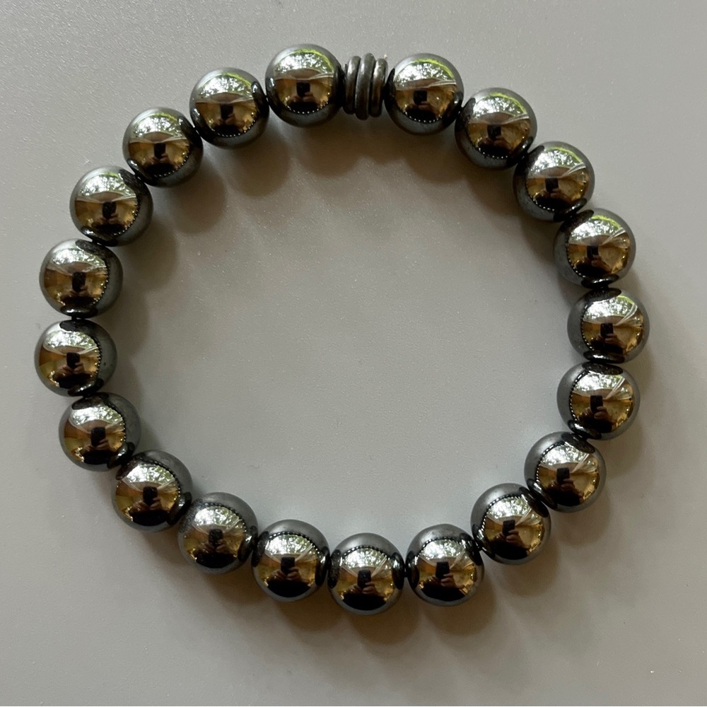 Black Hematite Handcrafted Bead Bracelet - Picture 2 of 7